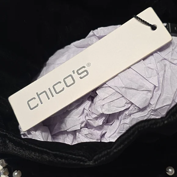 Chico's Faux Pearl & Velvet Crossbody Bucket Bag 💫 - Picture 12 of 12